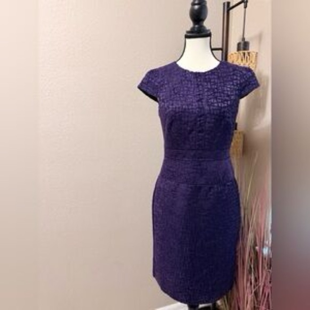 Karl Lagerfeld Textured Purple Lined Dress